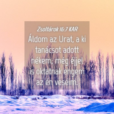 Picture 04 - Zsoltárok 16:7 KAR - Áldom az Urat, a ki tanácsot adott nékem; még - Bible Verse Picture