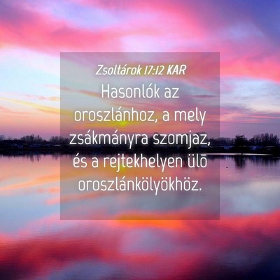Picture 04 - Zsoltárok 17:12 KAR - Hasonlók az oroszlánhoz, a mely zsákmányra - Bible Verse Picture