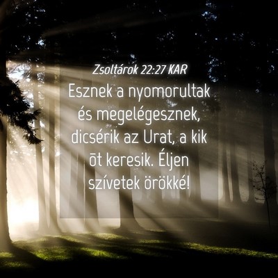 Picture 04 - Zsoltárok 22:27 KAR - Esznek a nyomorultak és megelégesznek, - Bible Verse Picture