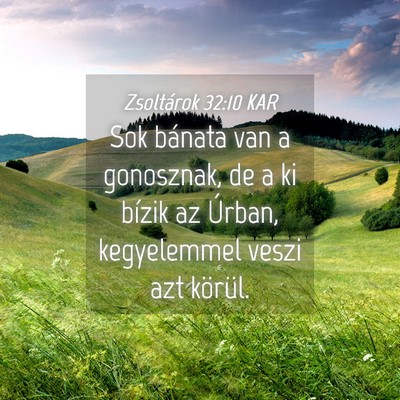 Picture 04 - Zsoltárok 32:10 KAR - Sok bánata van a gonosznak, de a ki bízik az - Bible Verse Picture
