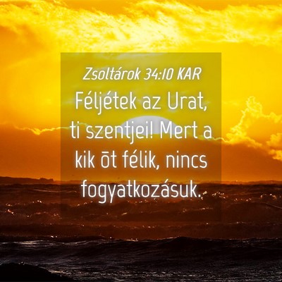 Picture 04 - Zsoltárok 34:10 KAR - Féljétek az Urat, ti szentjei! Mert a kik õt - Bible Verse Picture