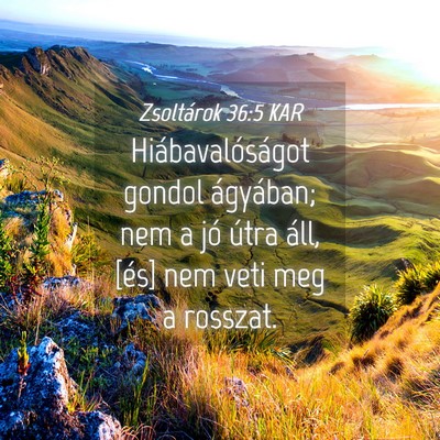 Picture 04 - Zsoltárok 36:5 KAR - Hiábavalóságot gondol ágyában; nem a jó - Bible Verse Picture