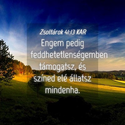Picture 04 - Zsoltárok 41:13 KAR - Engem pedig feddhetetlenségemben támogatsz, és - Bible Verse Picture