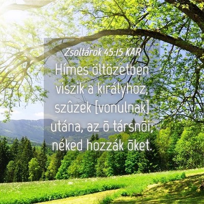 Picture 04 - Zsoltárok 45:15 KAR - Hímes öltözetben viszik a királyhoz, szûzek - Bible Verse Picture