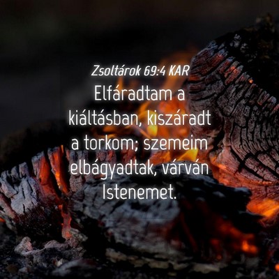 Picture 04 - Zsoltárok 69:4 KAR - Elfáradtam a kiáltásban, kiszáradt a torkom; - Bible Verse Picture