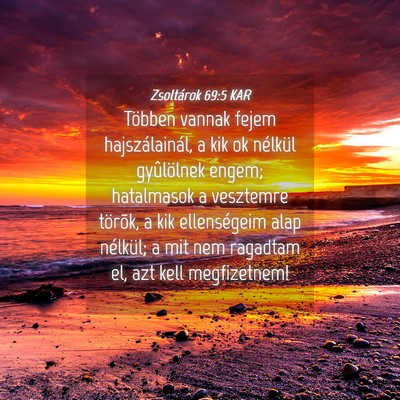 Picture 04 - Zsoltárok 69:5 KAR - Többen vannak fejem hajszálainál, a kik ok - Bible Verse Picture