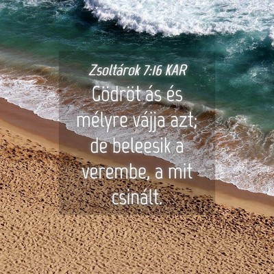 Picture 04 - Zsoltárok 7:16 KAR - Gödröt ás és mélyre vájja azt; de beleesik - Bible Verse Picture