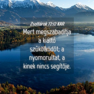 Picture 04 - Zsoltárok 72:12 KAR - Mert megszabadítja a kiáltó szûkölködõt; a - Bible Verse Picture