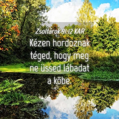 Picture 04 - Zsoltárok 91:12 KAR - Kézen hordoznak téged, hogy meg ne üssed - Bible Verse Picture