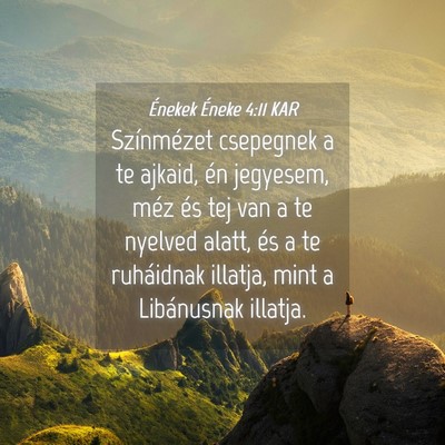 Picture 04 - Énekek Éneke 4:11 KAR - Színmézet csepegnek a te ajkaid, én jegyesem, - Bible Verse Picture