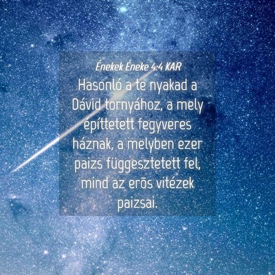 Picture 04 - Énekek Éneke 4:4 KAR - Hasonló a te nyakad a Dávid tornyához, a mely - Bible Verse Picture