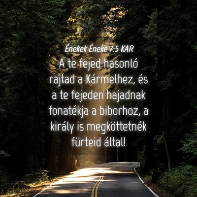 Picture 04 - Énekek Éneke 7:5 KAR - A te fejed hasonló rajtad a Kármelhez, és a te - Bible Verse Picture