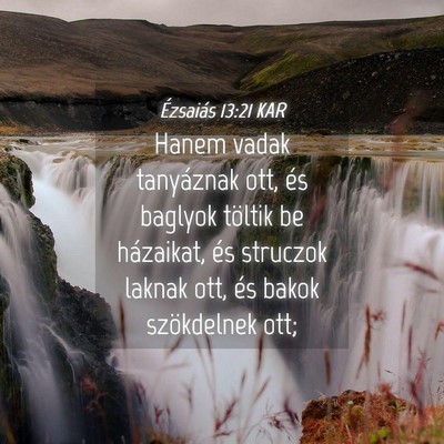 Picture 04 - Ézsaiás 13:21 KAR - Hanem vadak tanyáznak ott, és baglyok töltik - Bible Verse Picture