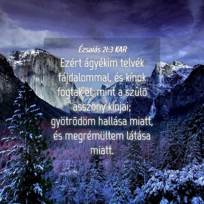 Picture 04 - Ézsaiás 21:3 KAR - Ezért ágyékim telvék fájdalommal, és kínok - Bible Verse Picture