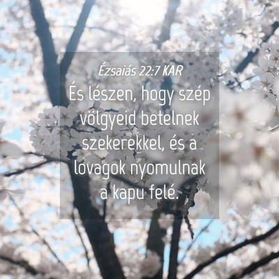 Picture 04 - Ézsaiás 22:7 KAR - És lészen, hogy szép völgyeid betelnek - Bible Verse Picture