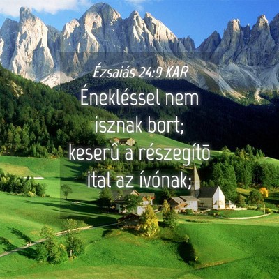 Picture 04 - Ézsaiás 24:9 KAR - Énekléssel nem isznak bort; keserû a - Bible Verse Picture