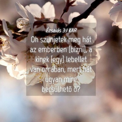 Picture 04 - Ézsaiás 3:1 KAR - Oh szünjetek meg hát az emberben [bízni], a - Bible Verse Picture