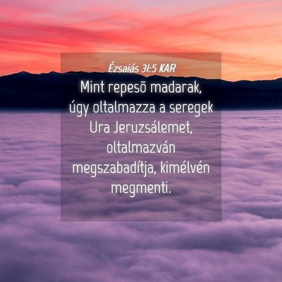 Picture 04 - Ézsaiás 31:5 KAR - Mint repesõ madarak, úgy oltalmazza a seregek - Bible Verse Picture