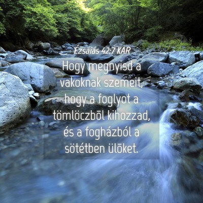 Picture 04 - Ézsaiás 42:7 KAR - Hogy megnyisd a vakoknak szemeit, hogy a foglyot - Bible Verse Picture