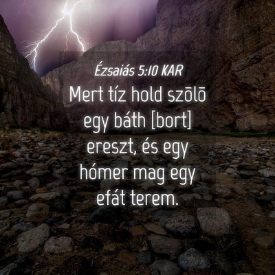 Picture 04 - Ézsaiás 5:10 KAR - Mert tíz hold szõlõ egy báth [bort] ereszt, - Bible Verse Picture