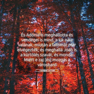 Picture 05 - 1 Királyok 1:41 KAR - És Adónia is meghallotta és vendégei is mind, - Bible Verse Picture