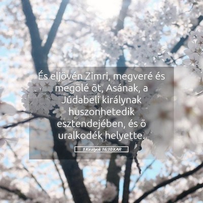 Picture 05 - 1 Királyok 16:10 KAR - És eljövén Zimri, megveré és megölé õt, - Bible Verse Picture