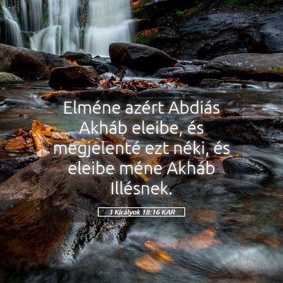 Picture 05 - 1 Királyok 18:16 KAR - Elméne azért Abdiás Akháb eleibe, és - Bible Verse Picture