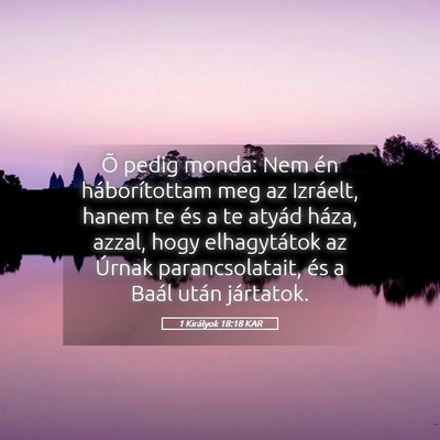 Picture 05 - 1 Királyok 18:18 KAR - Õ pedig monda: Nem én háborítottam meg az - Bible Verse Picture