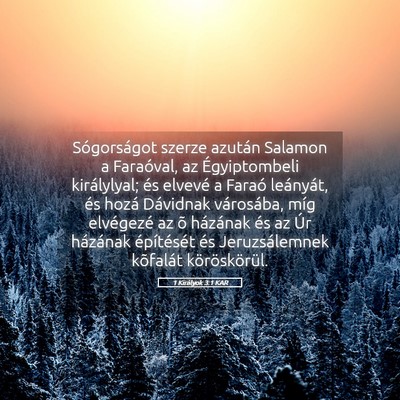 Picture 05 - 1 Királyok 3:1 KAR - Sógorságot szerze azután Salamon a Faraóval, - Bible Verse Picture