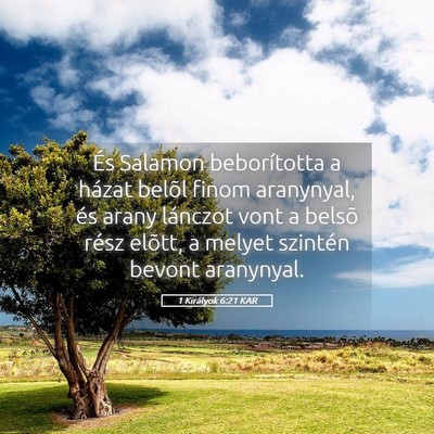 Picture 05 - 1 Királyok 6:21 KAR - És Salamon beborította a házat belõl finom - Bible Verse Picture