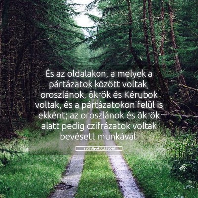 Picture 05 - 1 Királyok 7:29 KAR - És az oldalakon, a melyek a pártázatok - Bible Verse Picture