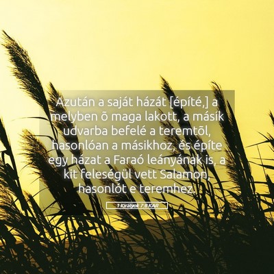 Picture 05 - 1 Királyok 7:8 KAR - Azután a saját házát [építé,] a melyben õ - Bible Verse Picture