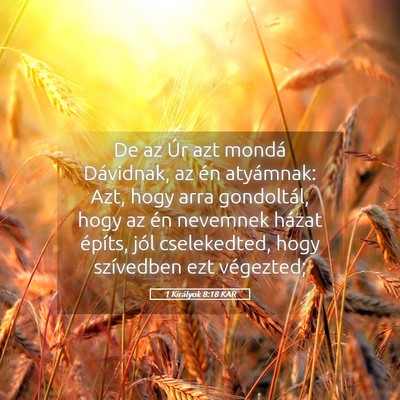Picture 05 - 1 Királyok 8:18 KAR - De az Úr azt mondá Dávidnak, az én atyámnak: - Bible Verse Picture