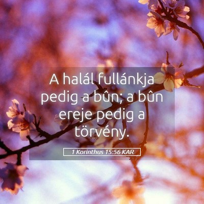 Picture 05 - 1 Korinthus 15:56 KAR - A halál fullánkja pedig a bûn; a bûn ereje - Bible Verse Picture