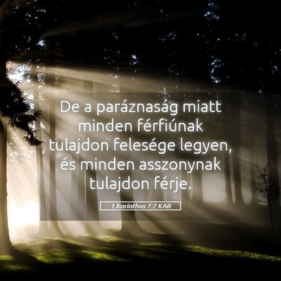 Picture 05 - 1 Korinthus 7:2 KAR - De a paráznaság miatt minden férfiúnak - Bible Verse Picture