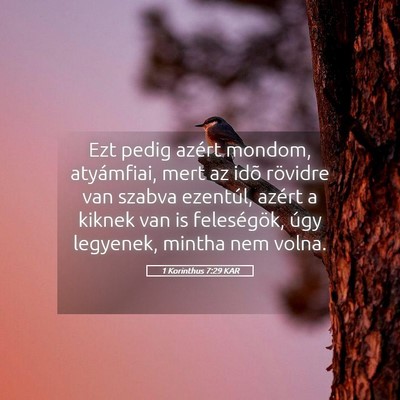 Picture 05 - 1 Korinthus 7:29 KAR - Ezt pedig azért mondom, atyámfiai, mert az idõ - Bible Verse Picture