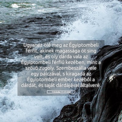 Picture 05 - 1 Krónika 11:23 KAR - Ugyanez ölé meg az Égyiptombeli férfit, - Bible Verse Picture