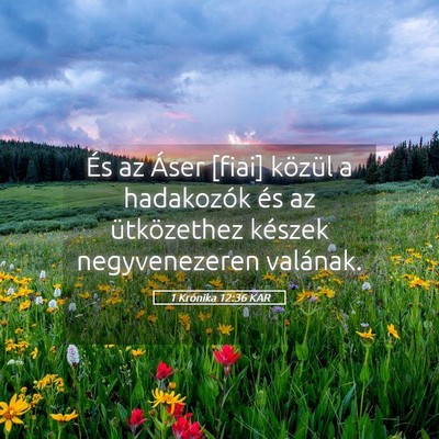 Picture 05 - 1 Krónika 12:36 KAR - És az Áser [fiai] közül a hadakozók és az - Bible Verse Picture