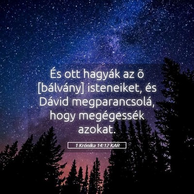 Picture 05 - 1 Krónika 14:12 KAR - És ott hagyák az õ [bálvány] isteneiket, és - Bible Verse Picture