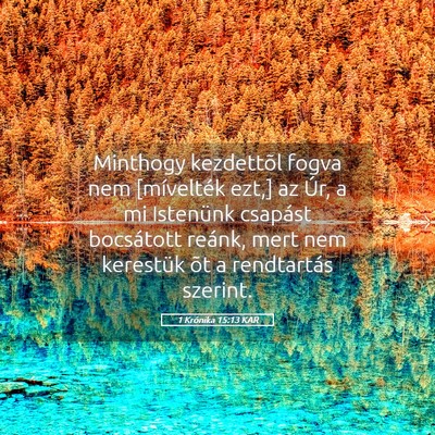 Picture 05 - 1 Krónika 15:13 KAR - Minthogy kezdettõl fogva nem [mívelték ezt,] - Bible Verse Picture