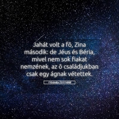 Picture 05 - 1 Krónika 23:11 KAR - Jahát volt a fõ, Zina második: de Jéus és - Bible Verse Picture