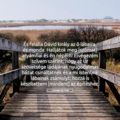 Picture 05 - 1 Krónika 28:2 KAR - És felálla Dávid király az õ lábaira, és - Bible Verse Picture
