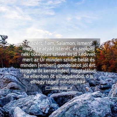 Picture 05 - 1 Krónika 28:9 KAR - Te azért, fiam, Salamon, ismerd meg a te atyád - Bible Verse Picture