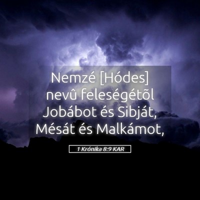 Picture 05 - 1 Krónika 8:9 KAR - Nemzé [Hódes] nevû feleségétõl Jobábot és - Bible Verse Picture