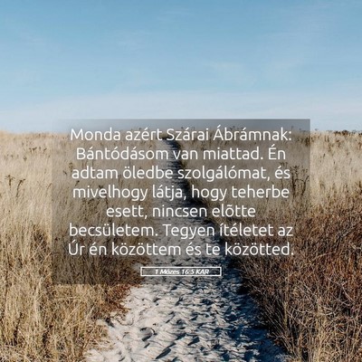 Picture 05 - 1 Mózes 16:5 KAR - Monda azért Szárai Ábrámnak: Bántódásom - Bible Verse Picture