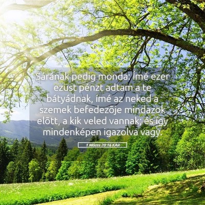 Picture 05 - 1 Mózes 20:16 KAR - Sárának pedig monda: Ímé ezer ezüst pénzt - Bible Verse Picture