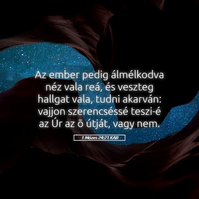Picture 05 - 1 Mózes 24:21 KAR - Az ember pedig álmélkodva néz vala reá, és - Bible Verse Picture