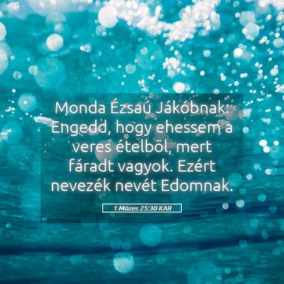 Picture 05 - 1 Mózes 25:30 KAR - Monda Ézsaú Jákóbnak: Engedd, hogy ehessem a - Bible Verse Picture