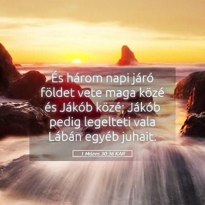 Picture 05 - 1 Mózes 30:36 KAR - És három napi járó földet vete maga közé - Bible Verse Picture