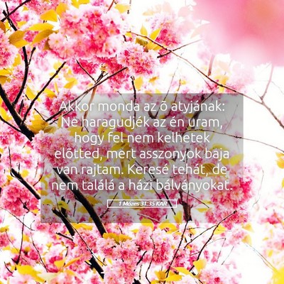Picture 05 - 1 Mózes 31:35 KAR - Akkor monda az õ atyjának: Ne haragudjék az - Bible Verse Picture